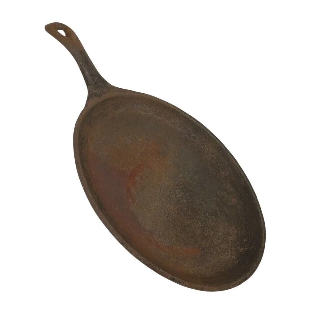 Cast IRON 10" Oval Fajita Skillet Pan Gournet Home Camp Antique Cottage Camping